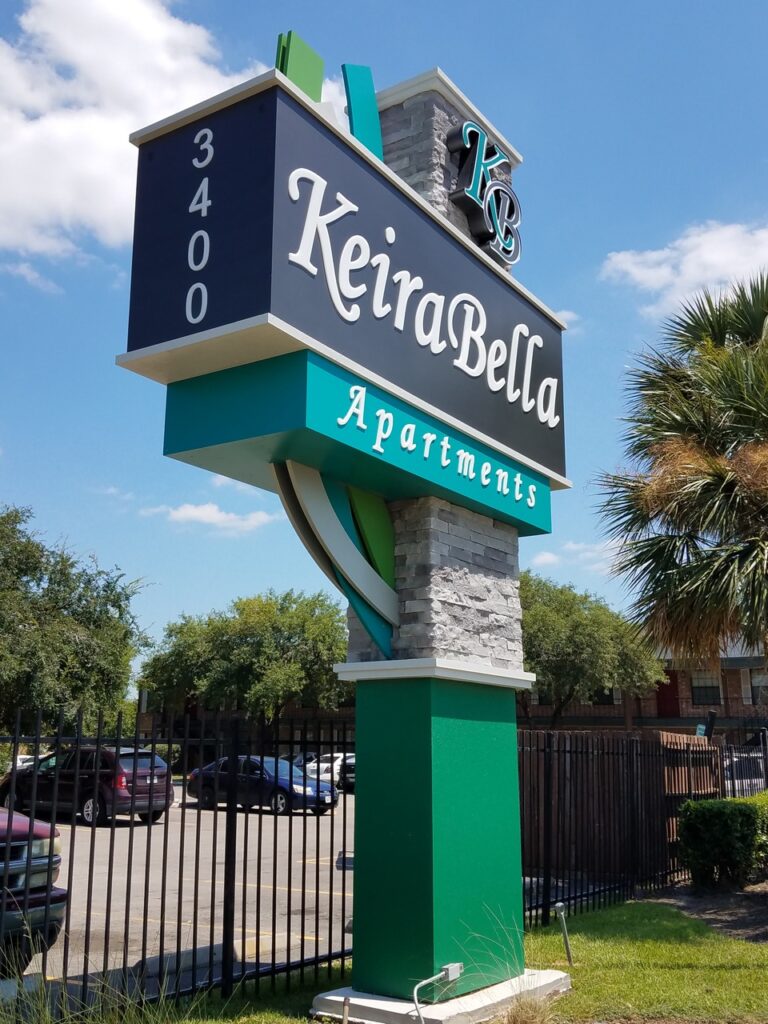 Houston outdoor signs for Kiera Bella Apartments