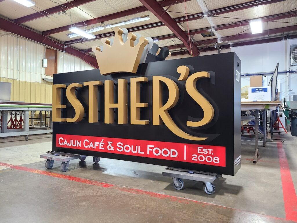 Custom restaurant sign made by Houston sign company