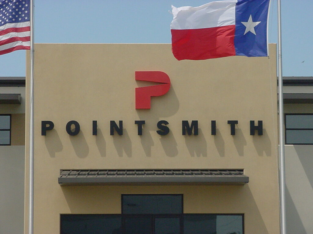 Houston outdoor signs with simple bold font