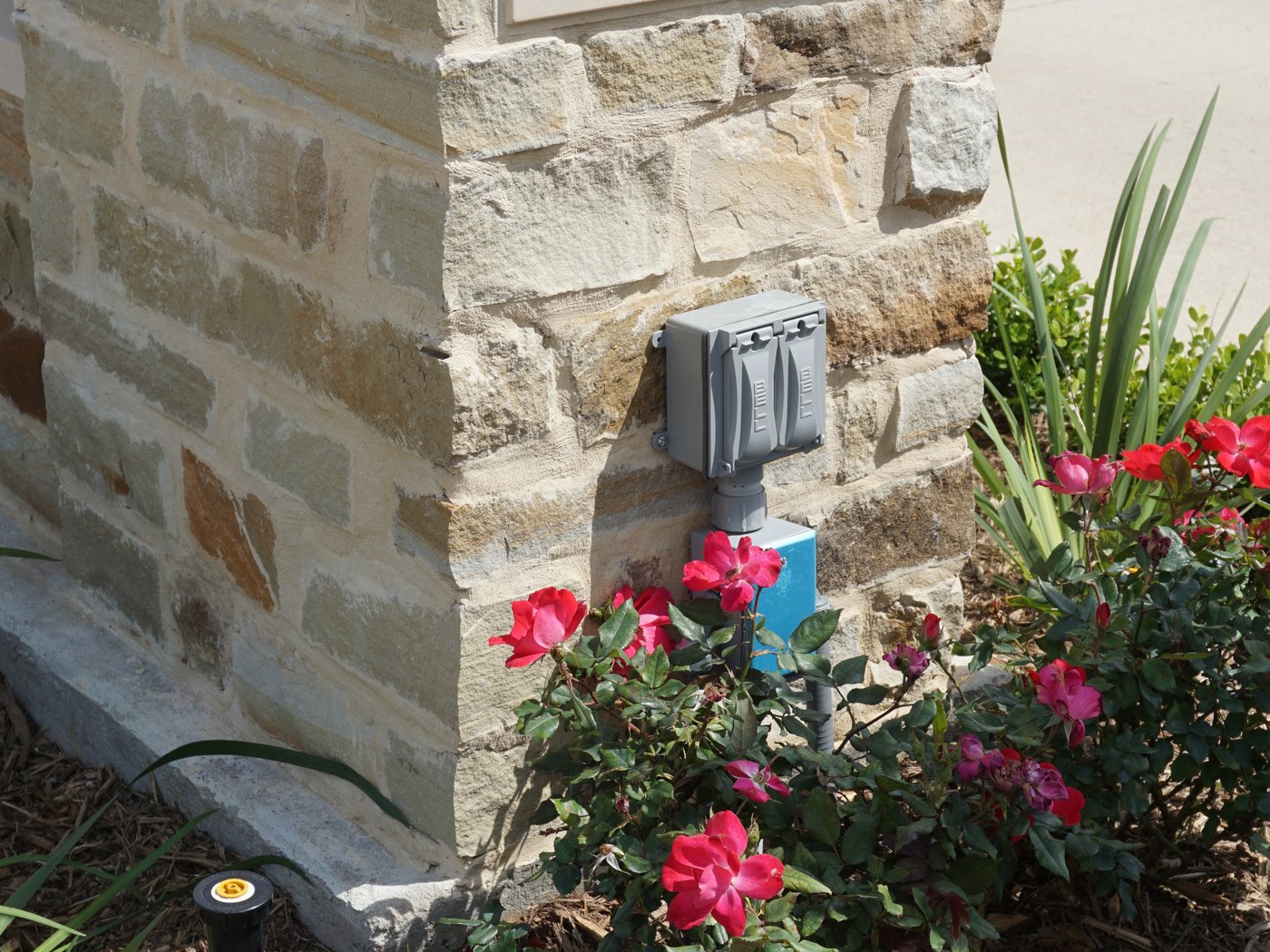 Stone base and emblem detail on the Foundry United Methodist monument sign, fabricated by 4D SignWorx