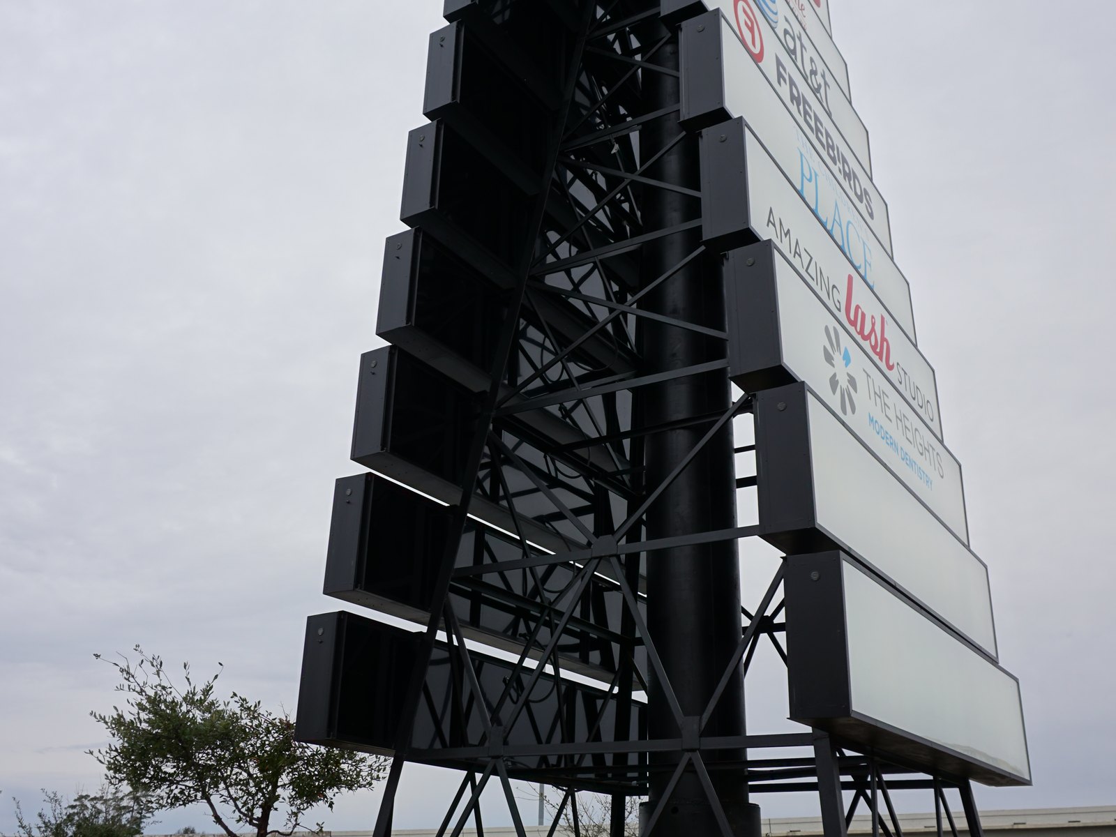 The steel structure of a multi-tenant tower pylon during construction by 4D SignWorx